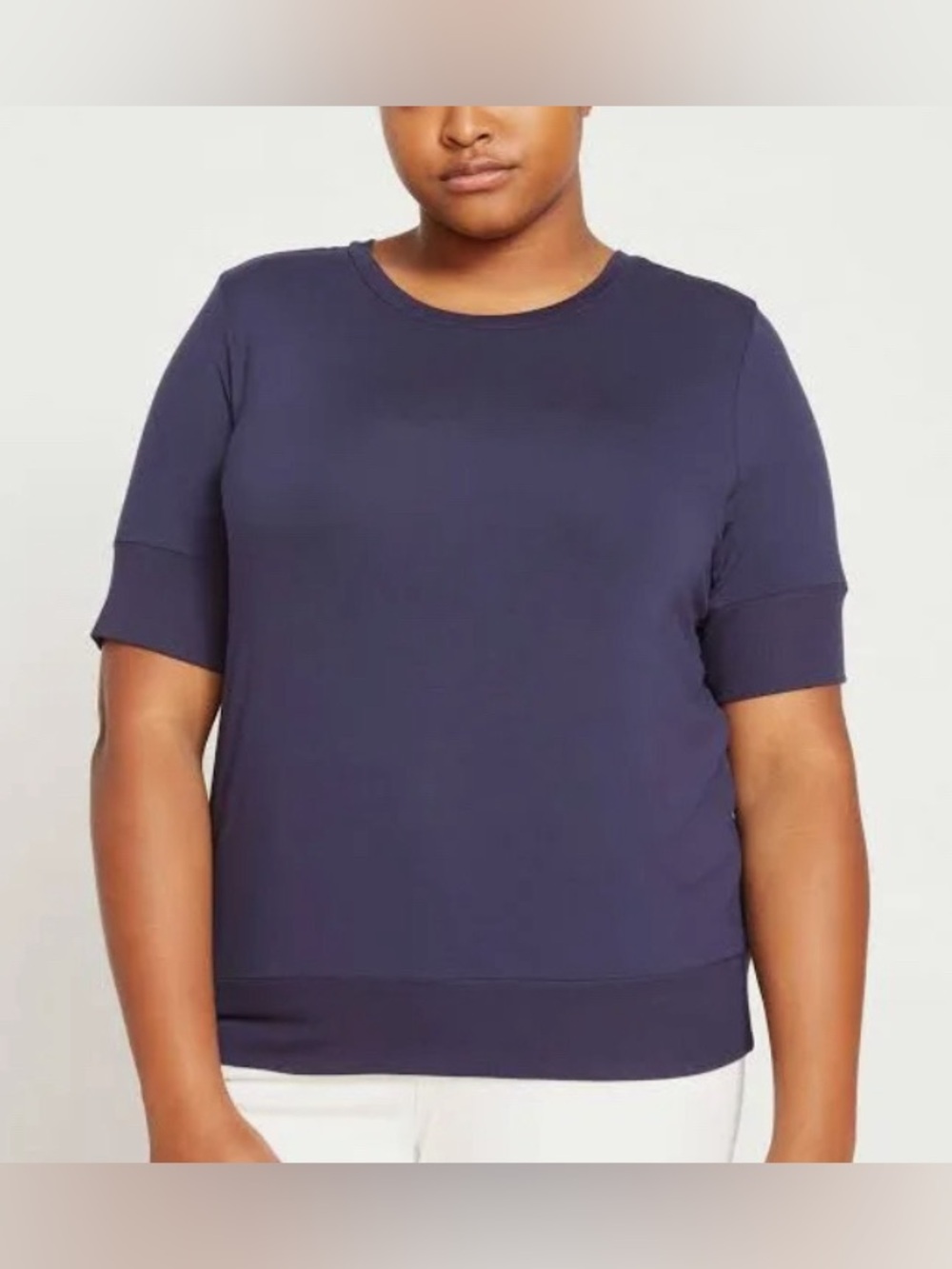 Universal Standard Aimee Rib Hem Tee Shirt in Navy Blue